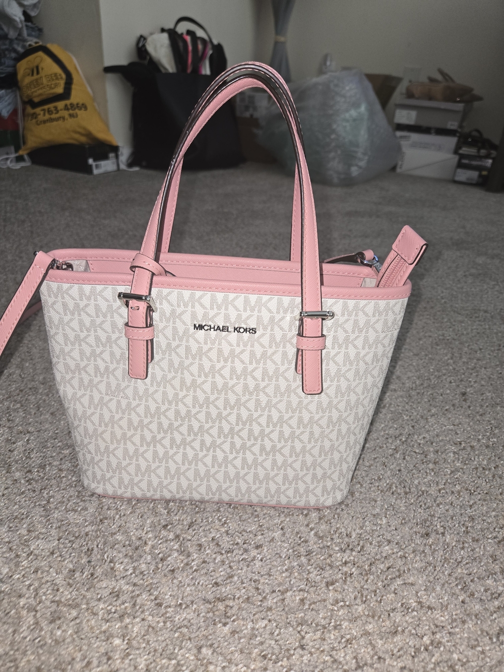 Michael Kors Pink Trim Signature Tote Bag